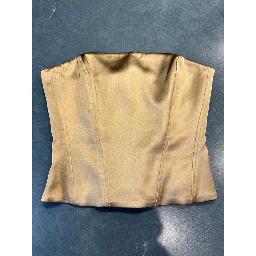 Aritzia Wilfred Castle Satin Bustier in Gold Camel — Size S